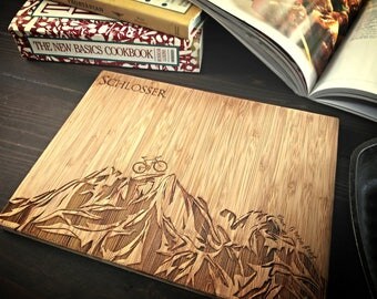 Bike and Mountain Range Board, Pikes Peak, Colorado Mountains, Free Personalization, Xterra, mountain biking