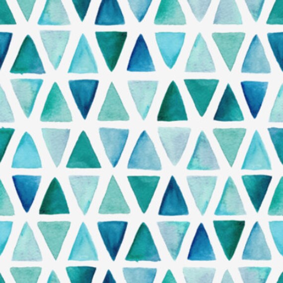 Watercolor Triangles Fabric by the Yard Geometric Nursery Blue