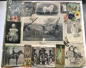Antique Cloth Scrapbook Page with Images on Both Sides