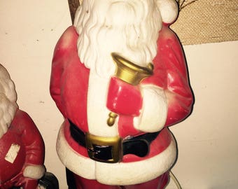 Vntg EMPIRE 1969 Xmas 20" Santa Blow Mold ringing gold bell