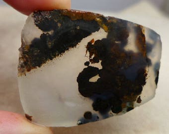 Texas Black Plume Agate - Texas Agate - Preform Cabochon