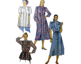 Women's Dress or Tunic Sewing Pattern, Front Button Misses / Plus Size 6-8-10-12-14-16-18-20-22-24 Easy to Sew Uncut Simplicity 9544