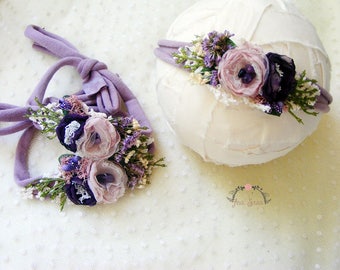 LAVY - Lavanda newborn headband, Baby accesories, Baby props, Newborn headband,Newborn titeback prop, Photography prop, Flower headband