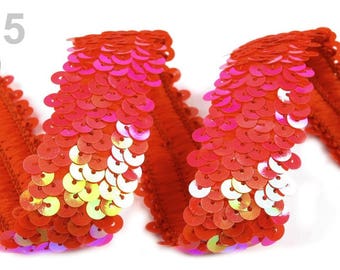 Tape 30 mm elastic red glitter AB sequins