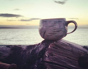 Birch Mug, Stoneware,pottery, ceramic, coffee, tea, latte cup