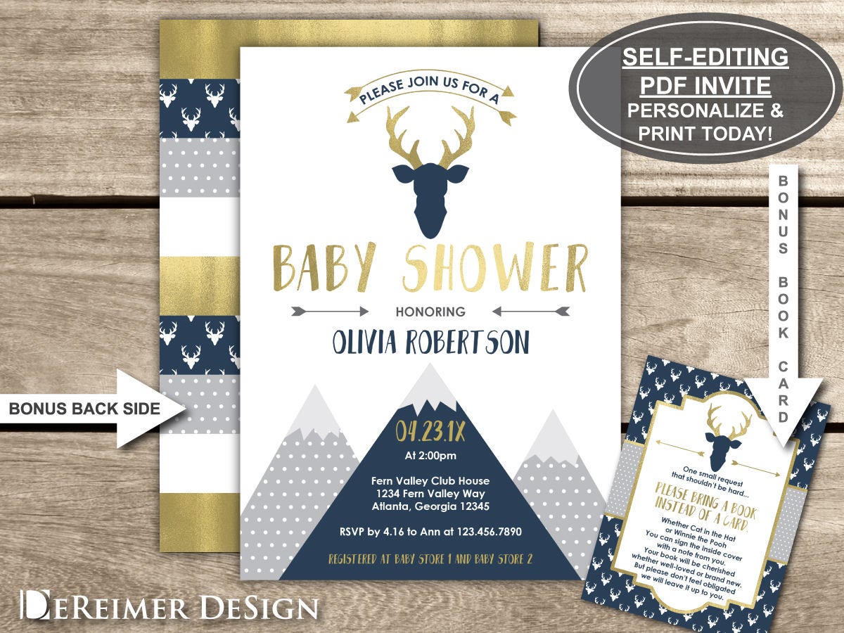 Deer Head Baby Shower Invitations 6