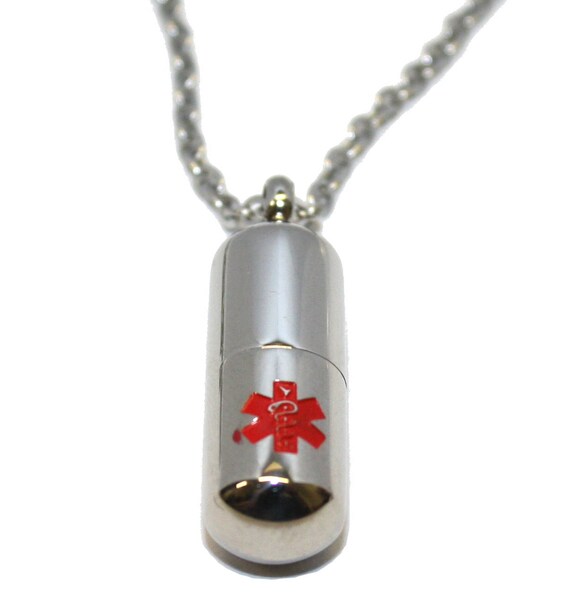 Engraved / personalised medic / medical alert pill container