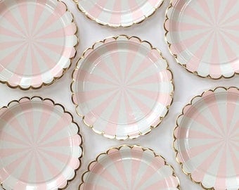 Light Pink Small Plates, Meri Meri Pink Plates, Toot Sweet Plate, Pastel Pink Plate, Pink Birthday Party, Its a Girl Shower, Pink Party