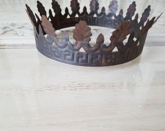 Shabby chic metal crown distressed aged item