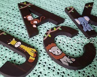 Wooden Letters for Nursery, Jungle Nursery Art, Jungle Nursery Decor, Safari Nursery Decor, Jungle Nursery Wall Letters, Safari Wall Art