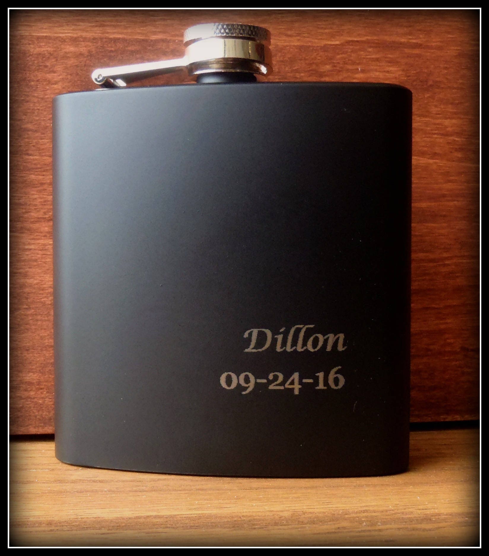 Flask Engraved Groomsmen Gift Personalized Flasks Black