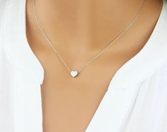 Heart Necklace, Friendship necklace, Best Friend Gift, Tiny Heart Necklace, Minimalist Jewelry, Delicate Gold, Sterling Silver, Gift For Her