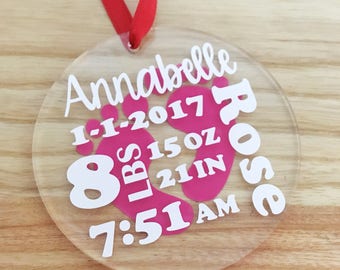 Baby Stats Christmas Ornament - baby Christmas Ornament - Stats ornament - Baby's First Christmas - Gift for new baby - Baby Birth Stats