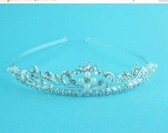 SALE 50% Off Flower Girl Pearl Tiara, wedding tiara, wedding headpiece, rhinestone tiara, crystal tiara, crystal bridal accessories 24993781