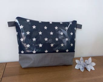 Navy stars toiletteimpermeable pouch white with or without a handle for child or adult