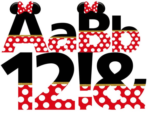 minnie mouse red alphabet instant download digital letters