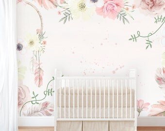 Girls Boho Floral Wallpaper