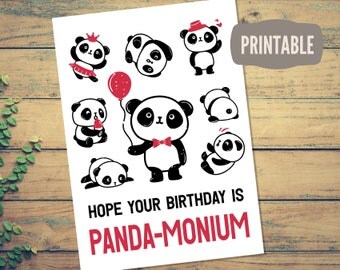 Panda birthday card | Etsy