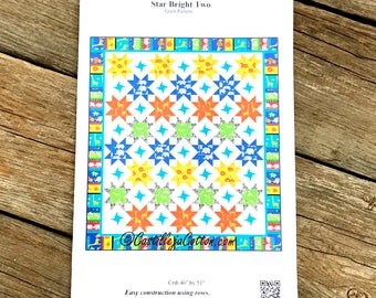 Star Quilt Pattern - Star Bright Two Quilt Pattern - Crib Size Quilt Pattern - Baby Quilt Pattern - Small Quilt Pattern - Advanced Beginner