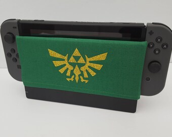 Zelda Nintendo Switch Dock Cover Geeky Pixel Retro Gaming Video Game Screen Cozy Soft Fun Accessories Protection Cover Handmade Fashion