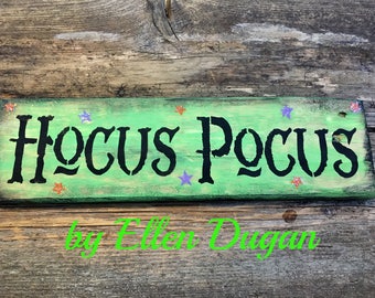 Hocus Pocus Sign in green (Reclaimed Wood )
