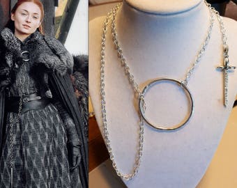 Game of Thrones Sansa Stark 70mm or 53mm Necklace silver Circle bib Renaissance Fantasy Steampunk Goth Fantasy Elven