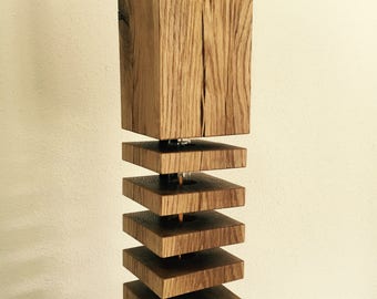 HANDMADE Oak floor lamp - floor lamp from solid oak beams LED retro/vintage filament light