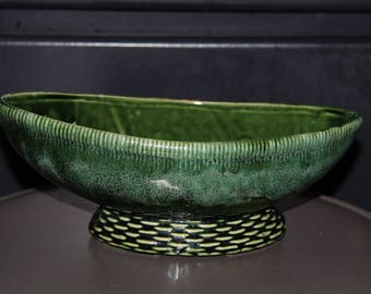 Green Drip Ceramic Pedestal Planter Vintage Collectible