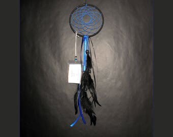 Dreamcatcher black and blue with black Rooster Feathers Bedroom home Decoration Total Length:45 Cm