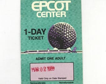 Vintage 1980's Epcot Center 1 Day Used Admission Ticket World Passport from Walt Disney World