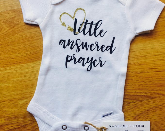 Little Answered Prayer Baby Onesies®, Gold Glitter Arrow, Baby Bodysuit, Coming Home Baby Outfit, Baby Shower Gift, Baby Announcement
