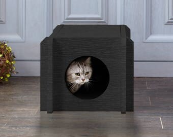Eco Friendly Cat House Condo - Black Wood Grain Cat Furniture (PET-HOUSE-BK)