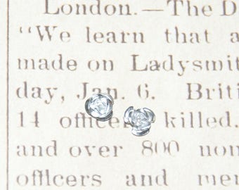 2 roses aluminum silver 7x5mm