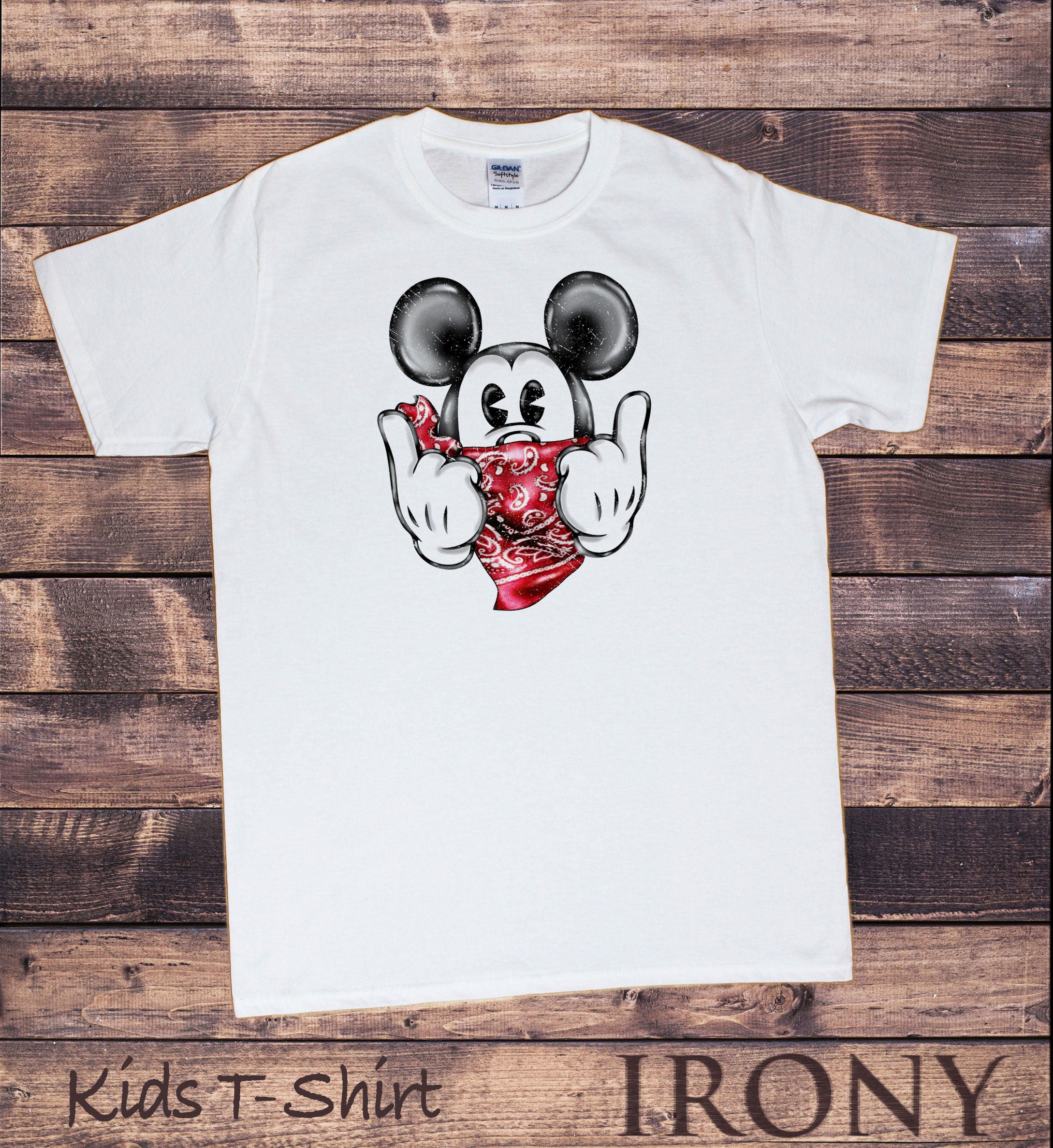 Kids T-Shirt Mickey Mouse Bandana Mickey Gangster Clean Funny