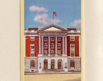 Rutland Vermont Vintage Linen Postcard United States Post Office and Court House Unused By Norcross Eldridge Company Rutland VT - 8449P