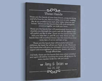 Wedding Vow Canvas - Irish Wedding Gift - These are the Hands - Celtic Handfasting Wedding Vow Keepsake - Personalized Wedding Vows Print.
