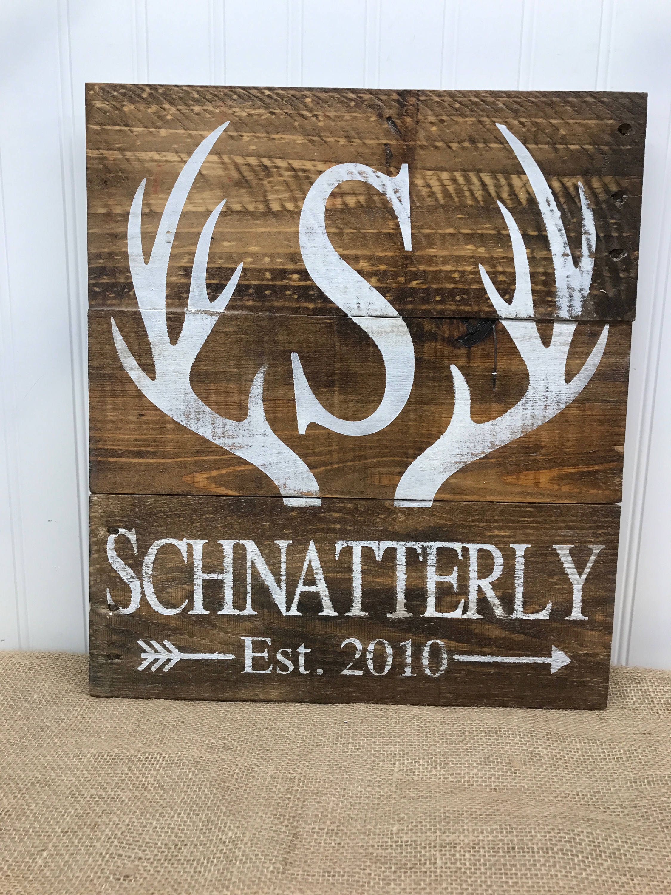 Deer Antler Sign Custom Name Sign Rustic Antler Sign