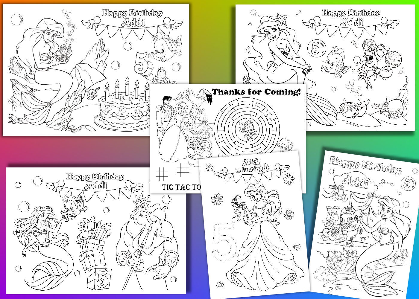 Ariel coloring pages Mermaid Birthday Party coloring pages