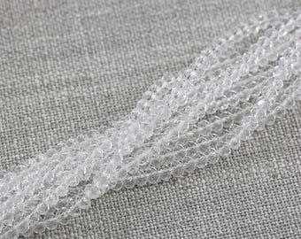 6mm Crystal Rondelle -1 or 5 or 10 STRANDS- Clear