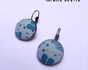 Fabric - blue polka dot earrings