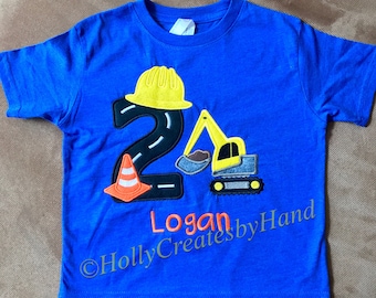 Digger Birthday Shirt, Construction Birthday Shirt, Digger with Cone Birthday Shirt