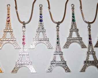 Eiffel Tower Shower Curtain Hooks, Silver, Swarovski Crystals, Handcrafted Handmade Set of 12, Parisian Paris France Shabby French Chic