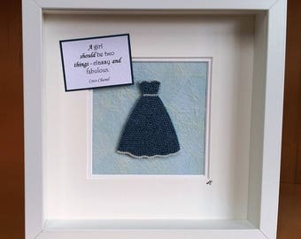 Framed Deep Turquoise and Cream Bead Dress...A girl should be two things..Classy and Fabulous...Coco Chanel