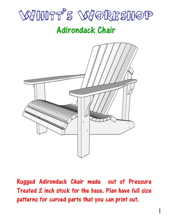 Adirondack Chair wood plans PDF Files Blueprint