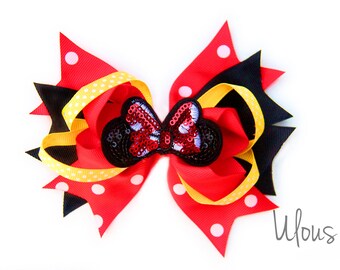 Minnie Mouse Hair Bow, Minnie Mouse Hair Clips, Disney Bow, Mickey Mouse Bow, Disney Hair Clip, Mickey Mouse Hair Clip, Pink Disney, Clips
