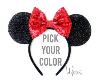 Red Minnie Mouse Ears, Sparkly Minnie Ears, Sparkly Minnie Ears, Minnie Mouse Ears, Minnie Mouse Party, Mickey Ears, Disney Ears, Disney
