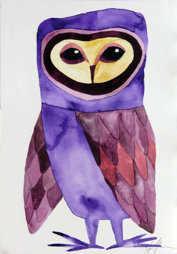 Whimsical Art Owl Art Original Art Watercolor Painting