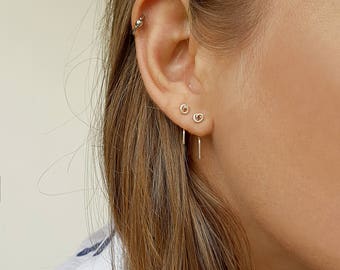 Tiny silver earrings, minimalist earrings, tiny stud earrings, sterling silver earrings handmade, small earring set, minimalist jewelry