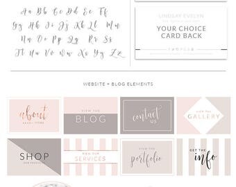 Photography Brand Package, Rose Gold Photographer Logo Kit, Custom Logo, Premade marketing package, Stamp watermark Calligraphy, 049