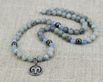 Personalized gift-for-mom birthday gift-for-men gift-for-husband gift Labradorite necklace Zodiac necklace Zodiac jewelry Aries necklace men